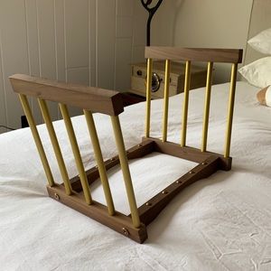 Record Vinyl Holder Wooden Gold Accent